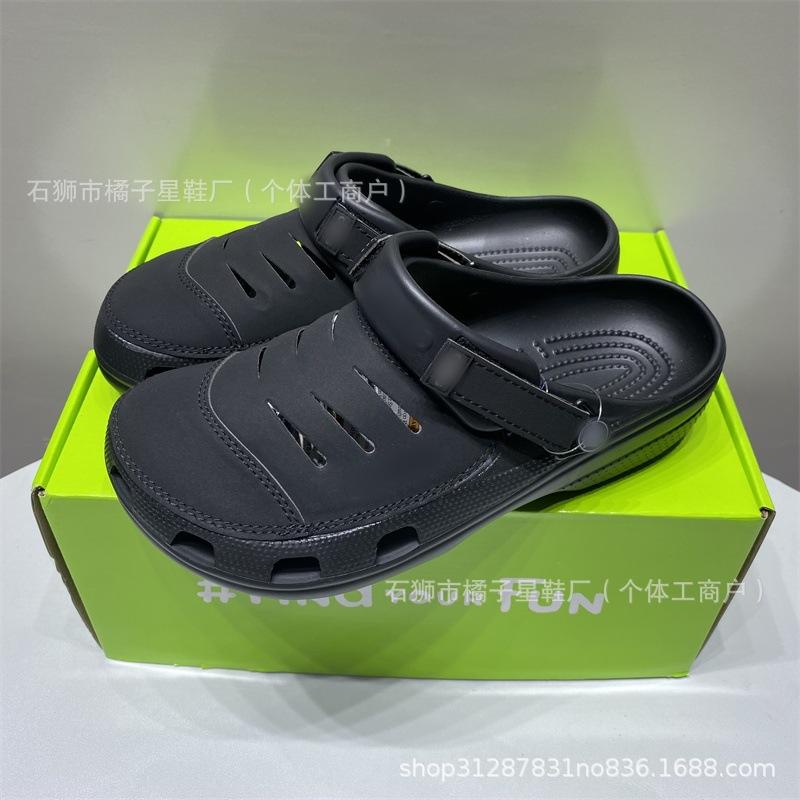 Croc Shoes, Waterproof Cowhide Suede Eva Outsole, Comfortable Outdoor Beach Shoes for Men, Durable, Non-Slip, Lightweight