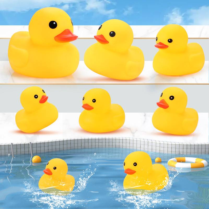 Bathing little yellow duck vinyl pinch call toy baby bathroom Bath Children's water play little duck big yellow duck toy