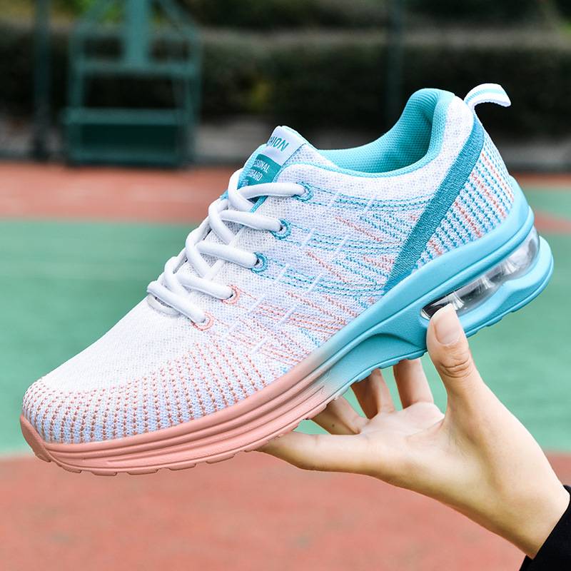 in stock supply cross-border plus size women's shoes embroidery fly woven breathable sneaker AIR real air cushion shock absorption running shoes women