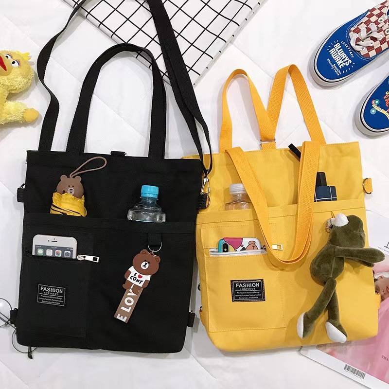 Canvas Bag Women's Crossbody Canvas Bag Niche Tote Bag Instagram Style Shoulder Bag All-match Student Tutorial Tote Bag
