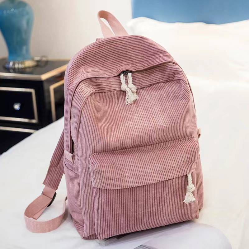 Schoolbag Women's Korean-style Yuansu ulzzang Senior high school Student Personalized Corvet College Style Backpack Women's Backpack