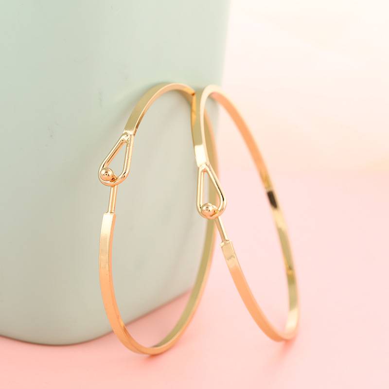 Gold small round bead water drop buckle bracelet adjustable open bracelet simple fashion exquisite niche design bracelet