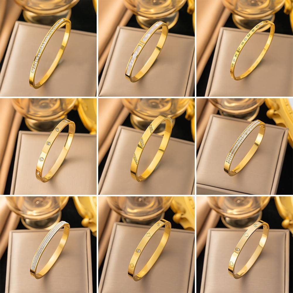 Cross-Border Popular High-End Titanium Steel Bracelet Gold Opening Non-Fading Internet Celebrity Simple Fashion Bracelet Women's Non-Fading