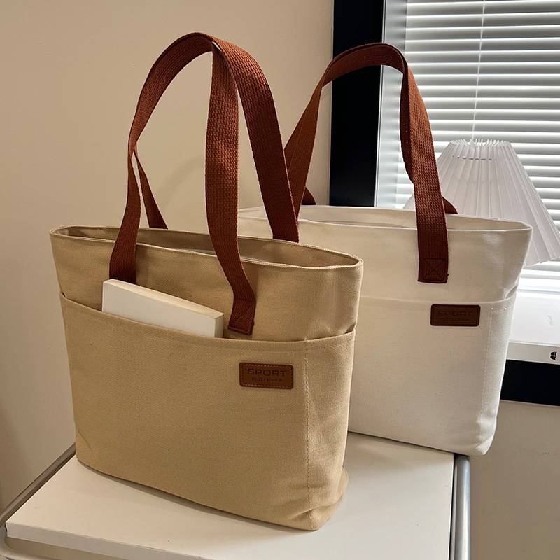 Student School Day Single Shoulder All-match Simple Large Capacity Canvas Leisure Commuter Tote Hand Bag