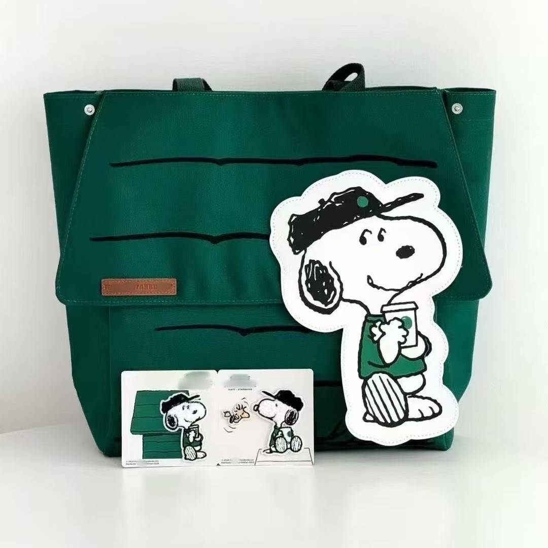 New Starbucks Joint Snoopy Large Capacity Printed Casual Lazy Fresh Tote Bag Shoulder Tote Bag