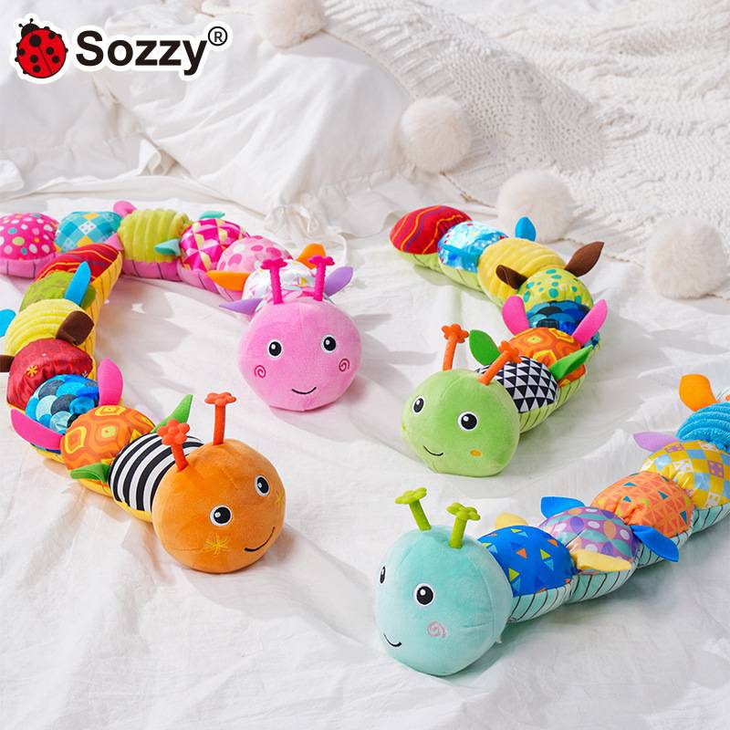 Sozzy Gum Caterpillar Baby Tall Rattle Doll Soothing Baby Plush Pug Newborn Toy