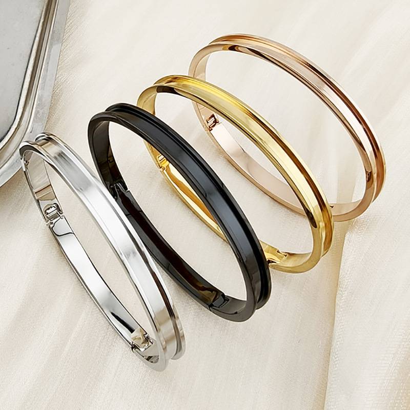 In-Stock Stainless Steel Grooved Bracelet, Song Brocade Bracelet, Leather-Embellished Bracelet, Vintage Disassembled Jewelry, DIY Bracelet Accessories
