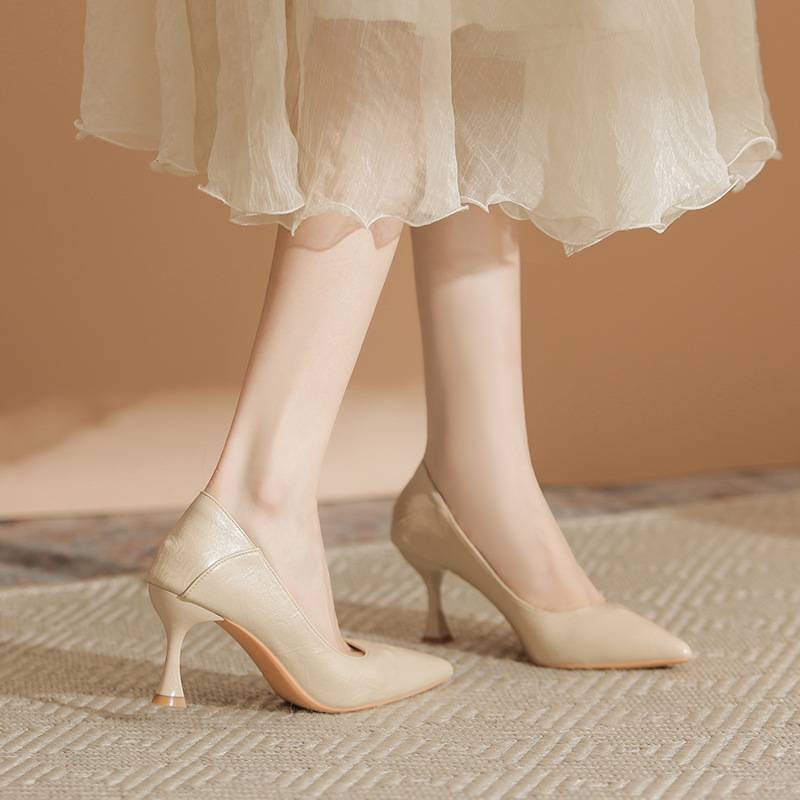Comfortable Nude High-Heeled Shoes for Women, 2026 Early Spring New Professional Work Shoes, Elegant French Style, Stunning Stiletto Heels