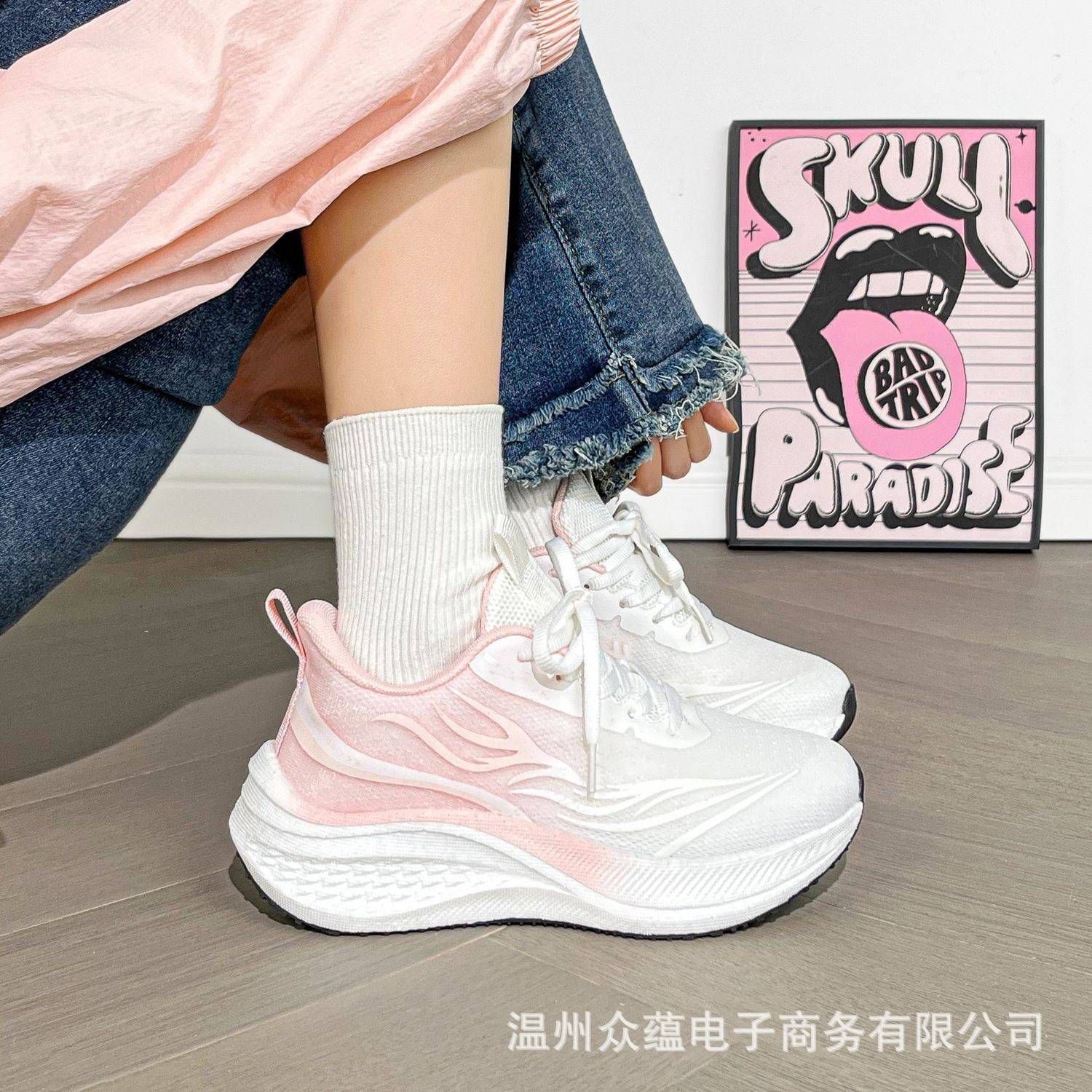 Women's Shoes Spring and Autumn Thick-Soled Sports Shoes 2026 New Student Sports Running Shoes Lightweight Soft-Soled Shock-Absorbing Running Shoes