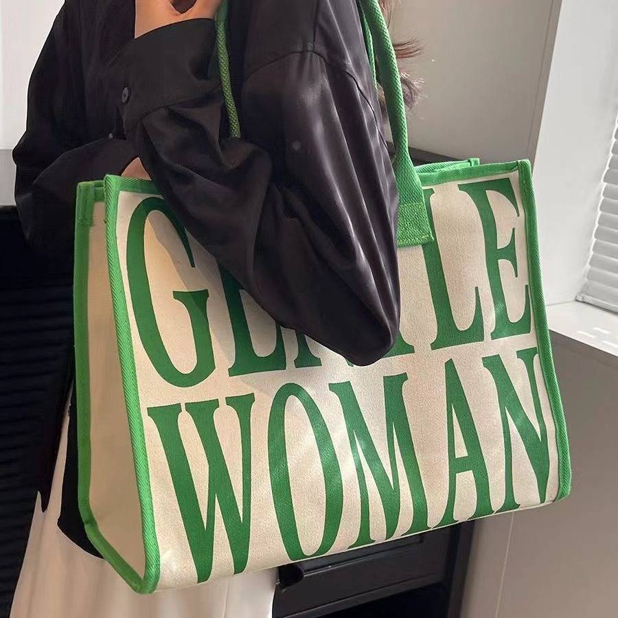 Canvas Bag Women's Summer New Shoulder Bag Commuter Bag Large Capacity Handbag Mummy Bag All-match Tote Bag