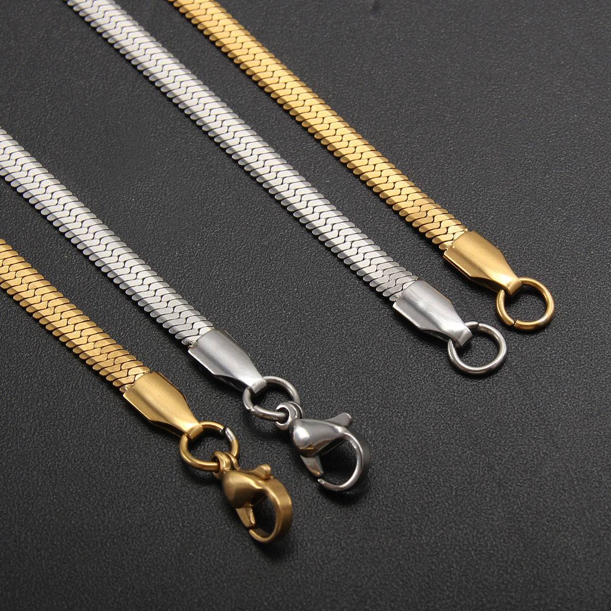 Stainless Steel Gold-Plated Necklace with a High-End Feel, Hip-Hop Style Blade Chain, Snake Bone Chain, Fashionable Versatile Pendant Accessories Wholesale