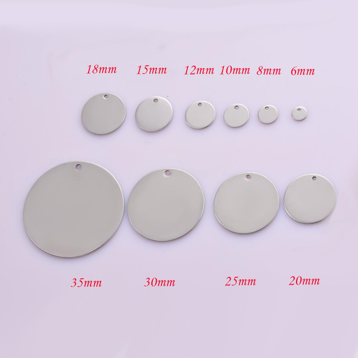 Stainless Steel Round Small Pendant Tag Military Tag Necklace Logo Accessory Pendant Supports Engraving Geometric Shape Jewelry