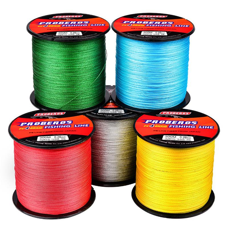 4 Braid 300m Fishing Line Pe Braided Strong Horse Gray/Yellow/Blue/Green/Red Fishing Line Rock Fishing Sea Fishing Suitable Main Line