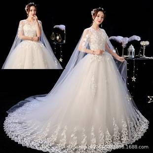 Suzhou Huqiu Slim-Fit Trailing Wedding Dress 2026 New Style Wedding Dress with Trailing Tail, Off-Shoulder, Plus Size, Simple Chinese Style