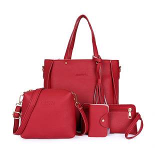 Women's Bags 2021 Mother-In-Law Pocket Single Shoulder Trendy Korean Style Bag New Handbag Litchi Pattern Four-Piece Set Wholesale