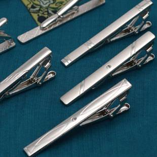 Men's Silver Sandblasted Iron Tie Clip with Laser Engraved Logo, Business Tie Clip, Security Tie Clip, Factory Wholesale
