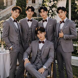 Groomsman suits, group suits, men's summer suits, large size groom's suits, vest three-piece suits, wedding suits