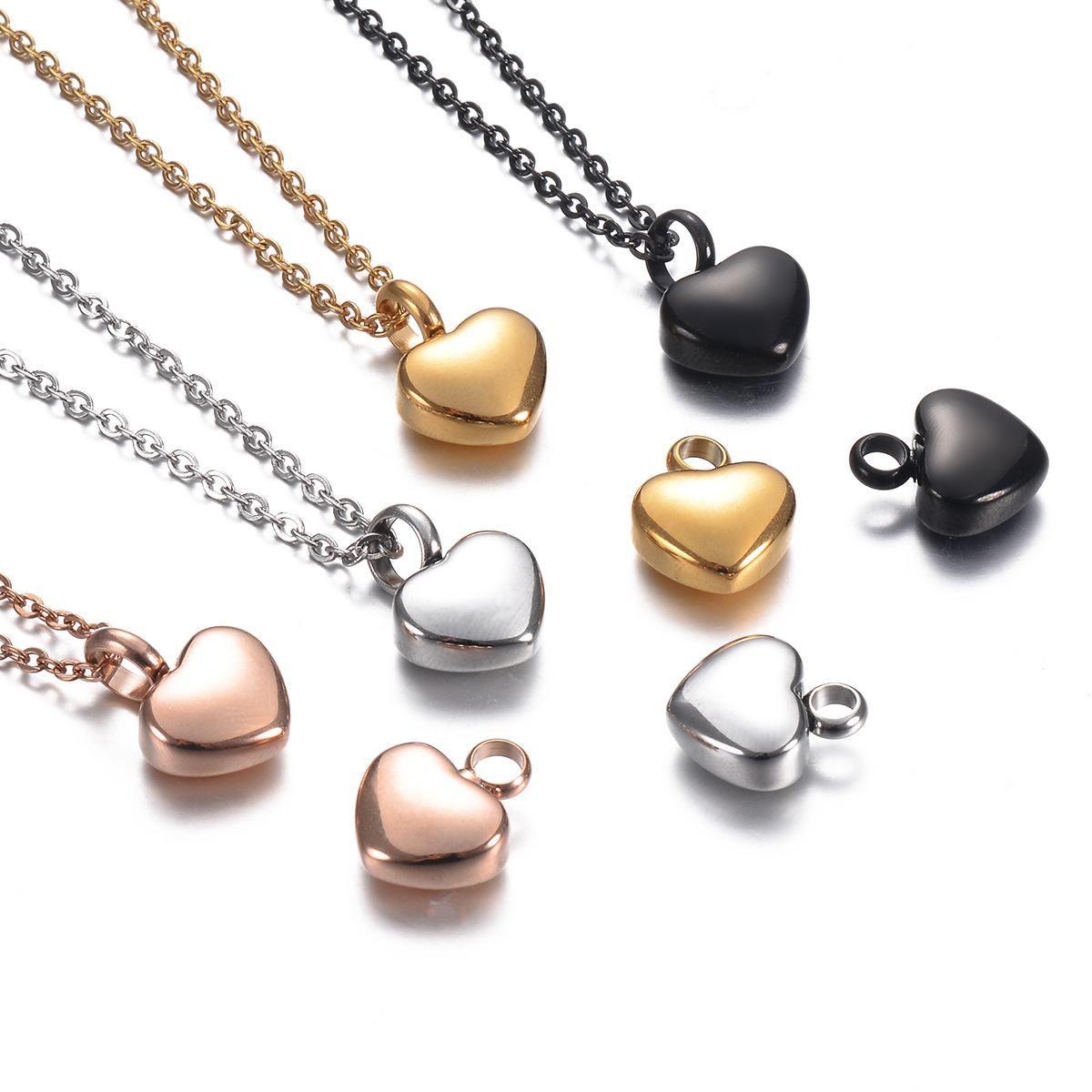 Spot Wholesale Cross-Border European and American Popular Stainless Steel Mini Heart-Shaped Pendant Ashes Commemorative Necklace Can Be Engraved
