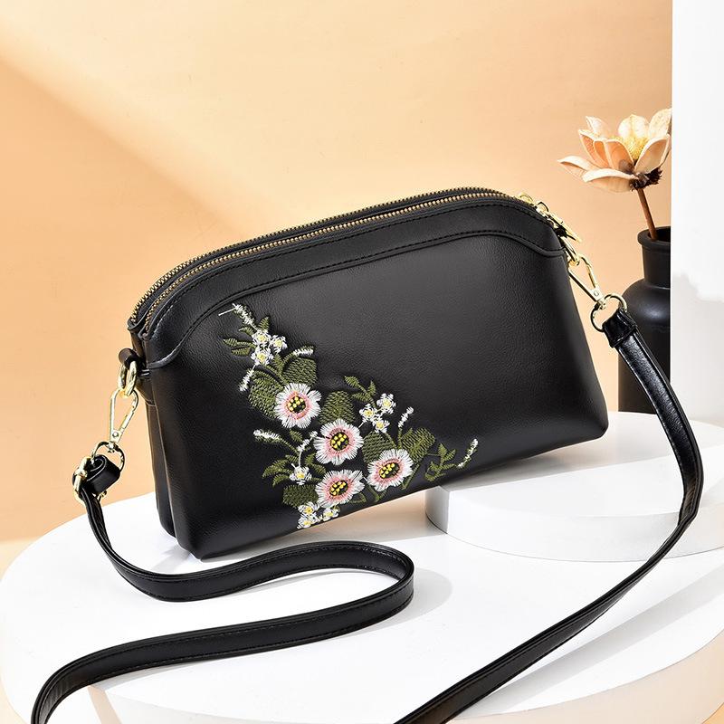 Small Bag Women's 2023 New Fashionable Embroidered Mother's Bag Korean Fashion Shoulder Crossbody Bag Middle-aged Women's Bag Shoulder Bag