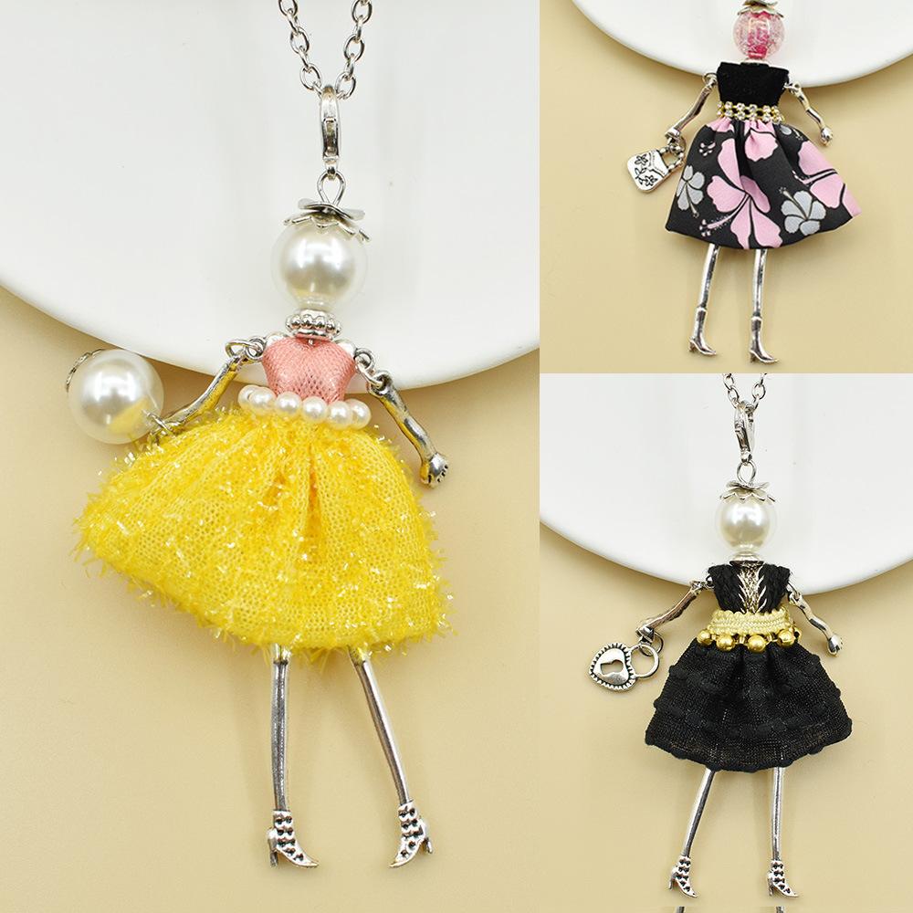 A doll pendant necklace cute cartoon character handmade ladies fashion jewelry