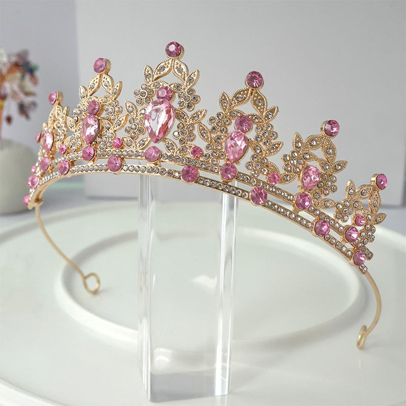 Cross-Border Alloy Children's Crown Bright Diamond Multi-Color Crystal Bridal Tiara Princess Crown Birthday Wedding Hair Accessories