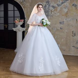 Plus-Size Wedding Dress for Chubby Women, Summer and Autumn 2026 New Bridal Main Wedding Dress, Slimming and Simple Style, Studio Photography, Arm-Covering Design