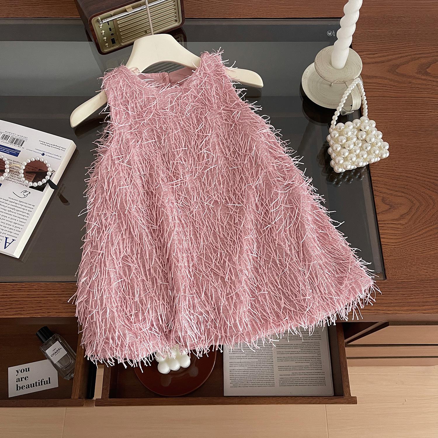 2025 New Summer Style Korean Style Girls' Sleeveless Suspender Dress Baby Summer Furry Cute Girl Dress 24113