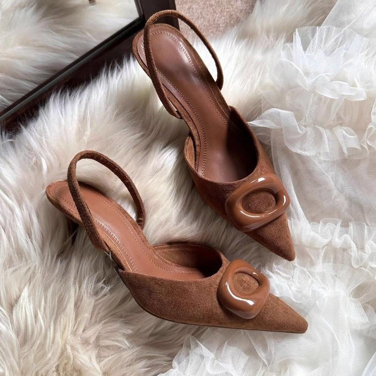 Elegant High-Heeled Shoes, Fashionable Shallow Pointed-Toe Stiletto Sandals, 2026 Spring/Summer New Style, Back-Strap Pointed-Toe High-Heeled Pumps