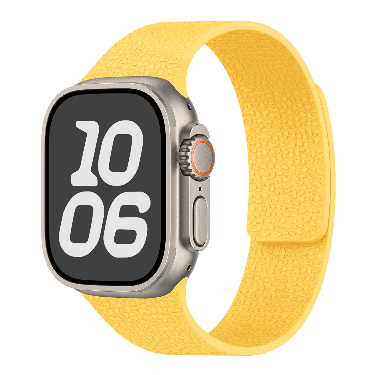 New Apple Watch with Apple Watch Ultra Litchi Soft Silicone Magnetic Strap Sport