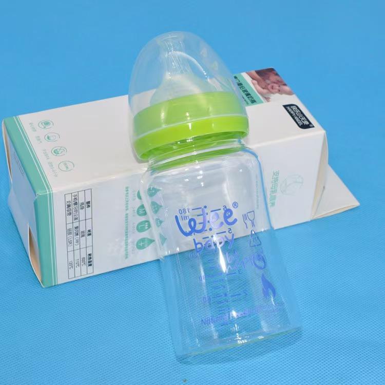 Factory wholesale newborn glass bottle wide diameter 180ml baby water cup drinking baby graduated bottle