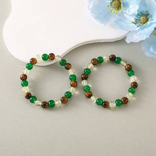 Temu Amazon TK hot-selling unisex bracelet, featuring natural tiger's eye stone, green agate, and white crystal, available for wholesale
