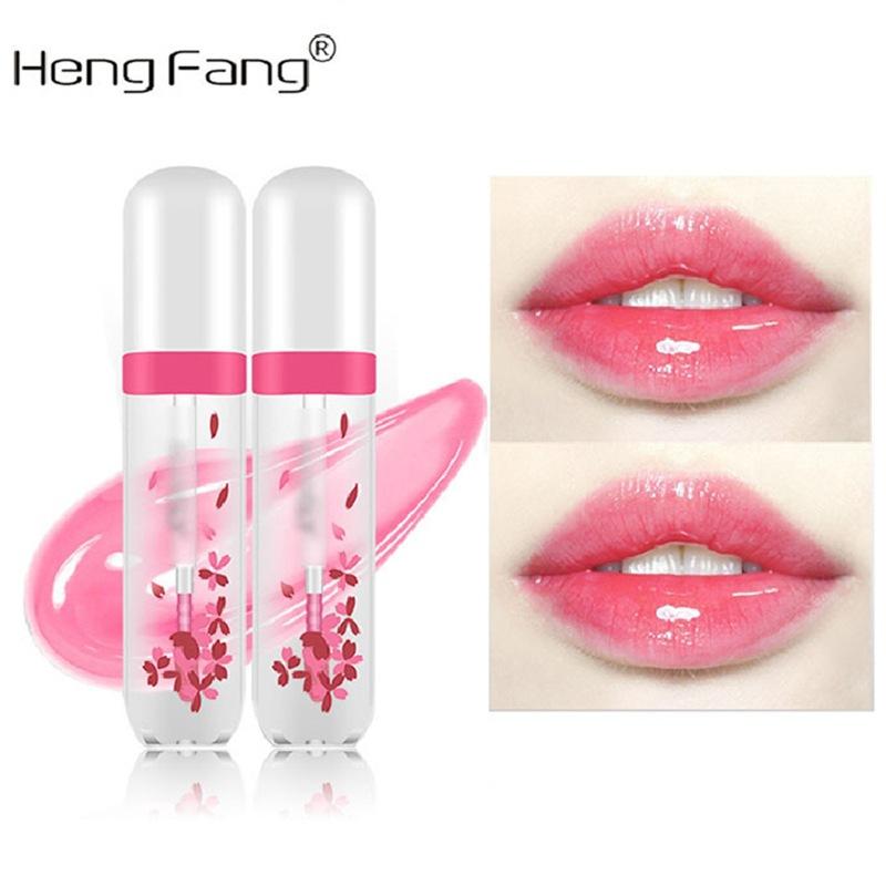 Hengfang Sakura Story Temperature-Sensitive Lip Gloss Moisturizing and Nourishing Color-Changing Lip Oil for Students, Affordable Makeup for Girls