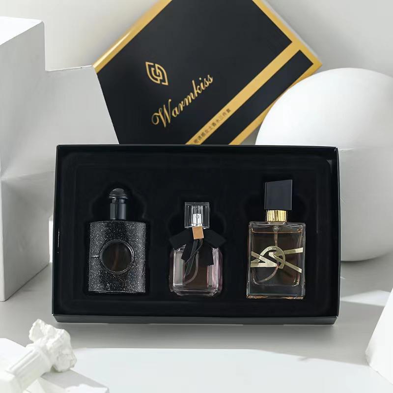 Tiktok live hot women's perfume gift box suit Black Opium free women's reverse Paris perfume three-piece set