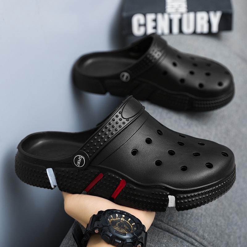 Cross-border plus size Hole Shoes Men's Fashionable Garden Shoes Soft Bottom Hollow-out Baotou Sandals Outer Wear Beach Men's Slippers