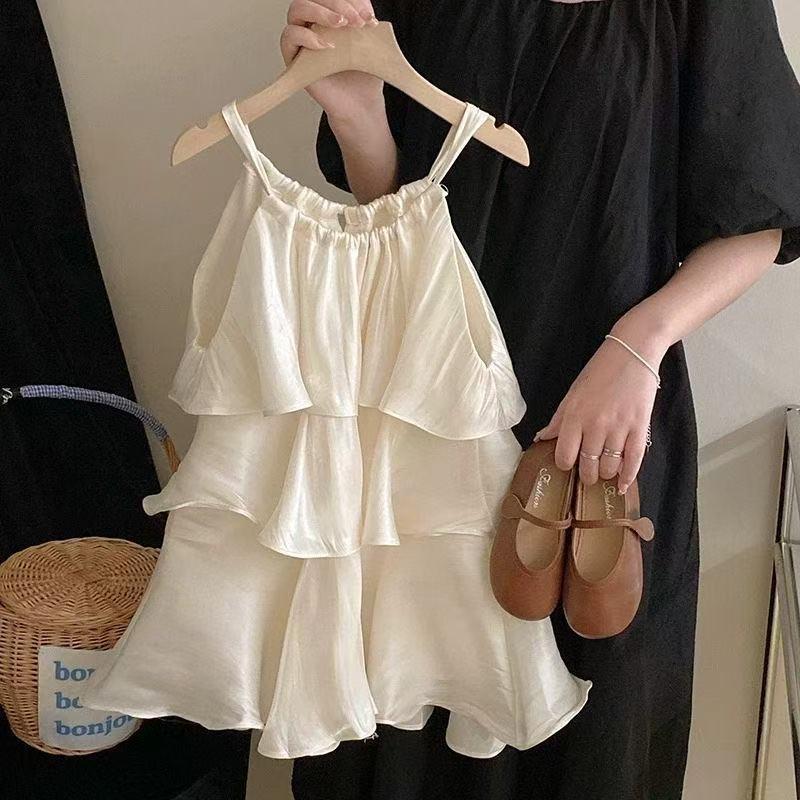 2026 Full-Size Summer Sleeveless Ruffle Dress for Girls, Stylish Skirt-Style Tank Top, Baby Cake-Style Fairy Dress