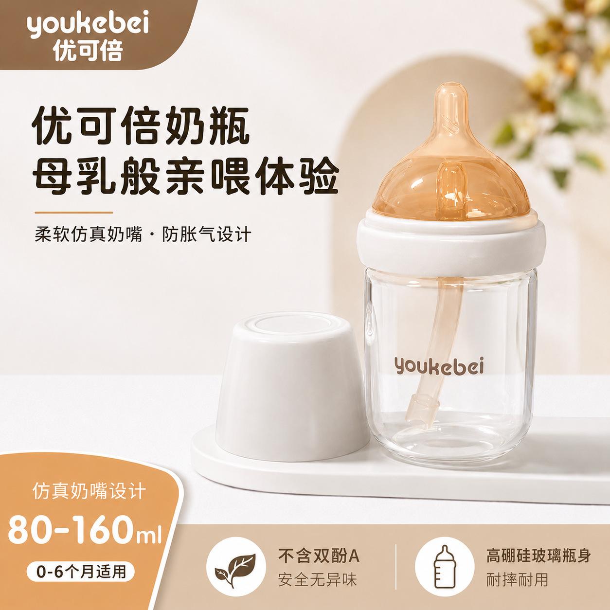 Special Glass Feeding Bottle for Newborns, Anti-Colic Nipple for Babies from 0 to 6 Months, High Borosilicate Baby Glass Feeding Bottle