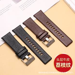 Lychee pattern genuine leather watch strap for DZ4318/4338/7257/4423/4498 large dial cowhide watch strap