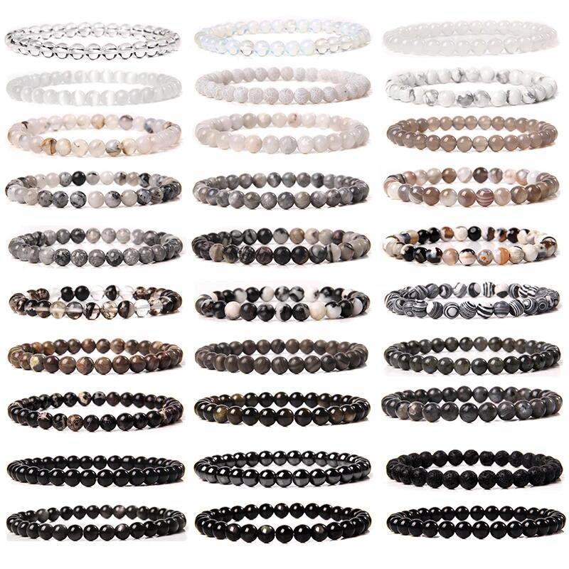 Amazon Cross-border Explosions 6mm Natural Stone Purple Onyx Ladies Bracelet Handmade Semi-precious Stone Round Bead Elastic Bracelet