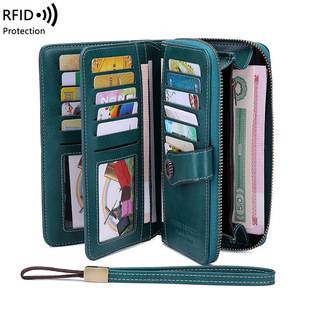 Cross-border Hot Sale RFID Anti-magnetic Wallet Long Zipper Women Wallet Wallet European and American New Large Capacity Clutch