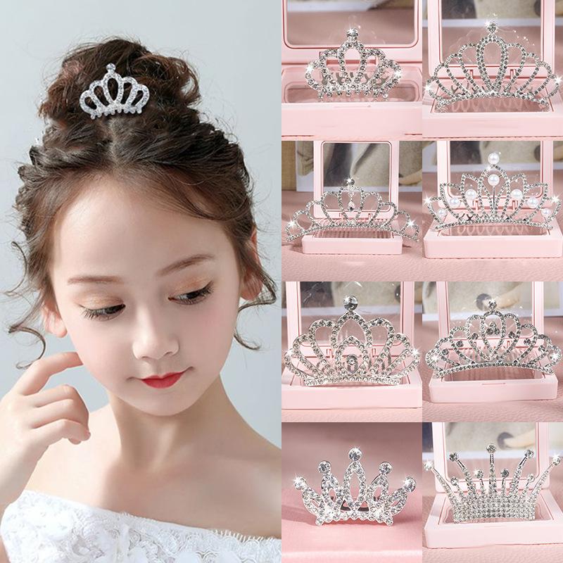 Children's crown hair accessories Princess comb girls' Pearl Rhinestone hairpin birthday gift performance accessories hairpin hair accessories