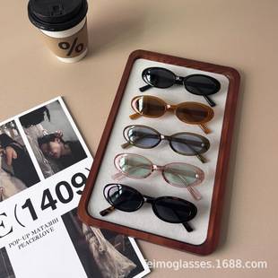 Children's Sunglasses New Retro Fashion Small Frame Oval Sunglasses for Men and Women Baby Versatile Sun Protection Concave Shape Glasses