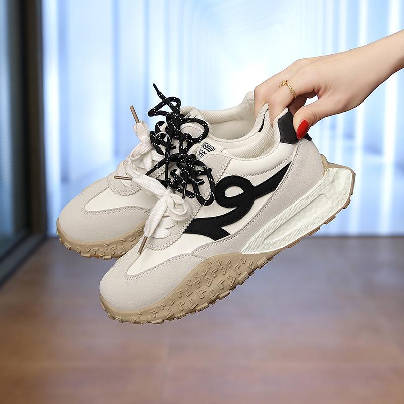 Thick-Soled Moral Training Shoes for Women 2025 Spring New Color-Blocked Forrest Gump Shoes Casual Versatile Non-Slip Running Sports Dad Shoes