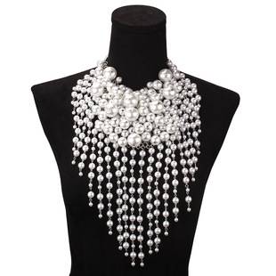 European and American Cross-Border Exaggerated Multi-Layered Pearl Necklace, Versatile Fashion Accessories, Tassels, Personalized Bridal Jewelry Set Chain