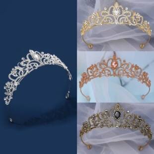 New Korean Style Full Diamond Super Flash Silver Semi-round Crown Bride Wedding Headwear Photography Makeup Plate Hair Styling Crown