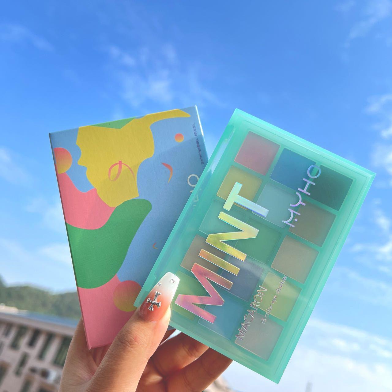 Myho 15-Color Eyeshadow Palette Waterproof Non-Smudge Powder Fine Pearlescent Macaron Matte Dazzling Eyeshadow Dopamine