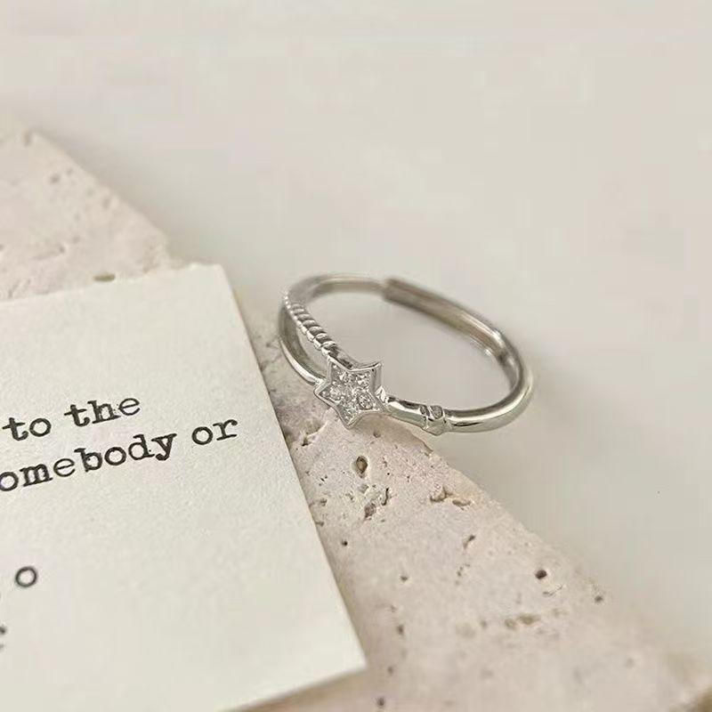 Crossed Star Ring 2026 New Popular Model for Women, Niche Design Index Finger Ring, Fashionable, Exquisite, High-End Ring