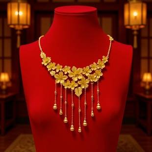 Vietnamese Traditional Gold-Plated Bridal Wedding Pendant with Colorful Tassels, Fashionable High-End Wedding Accessories