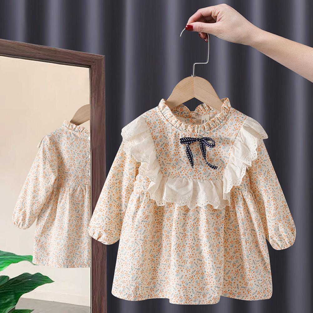 Children's clothing girls' baby dress spring and autumn children's little girl pastoral princess dress autumn Korean style western style skirt