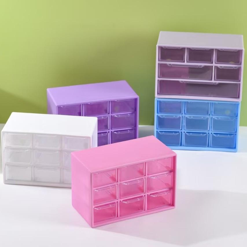 TikTok Same Style Jiugongge Storage Box Girl's Heart Instagram Dust-proof Drawer-type Desktop Stationery Jewelry Cosmetics Collection