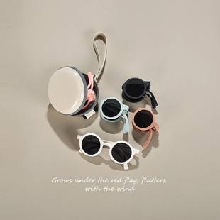 Children's sunglasses men's and women's fashionable sun-proof sunglasses macaron round frame foldable candy-colored sunglasses
